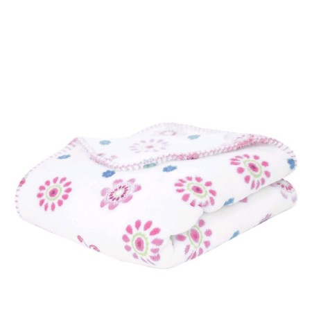 Blanket, size 100 × 140 cm, print flowers, pink-2
