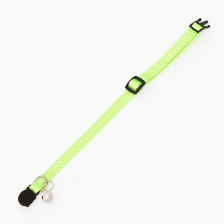 Fitty-cutting collar, with a silver bell, 19-32 x 1 cm, green-3