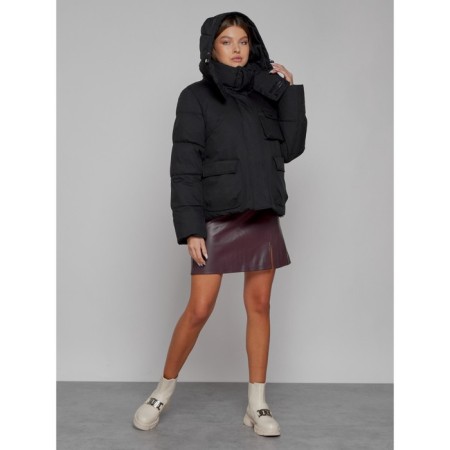 Winter jacket female, size 50, black color-5