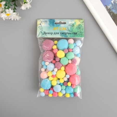 Decor for creativity "Pomponchiki. Provice" d = 1-3 cm set 135 pcs-2