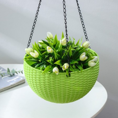 Plastic puff for flowers suspended with an internal pallet, 2.7 l, color mix-2