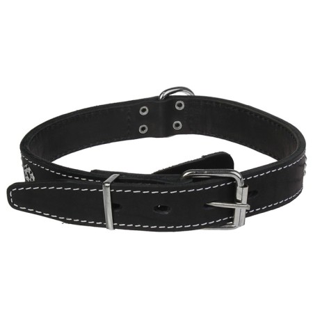 Double leather collar with decoration, ring in the middle, 49-58 x 3 cm, mix-1
