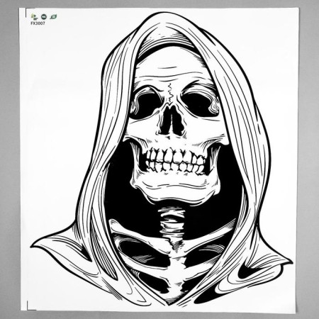 Plastic sticker Interior black "Skeleton in the hood" 57x63.5 cm-1