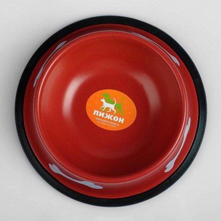 A bowl with bones, iron with a non -slip base of 15 x 3.5 cm, 150 ml, red-1