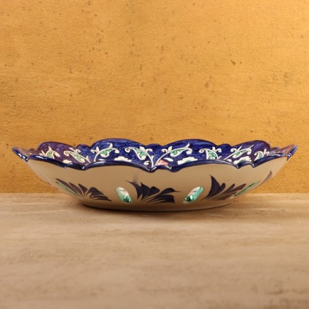 Rishtan ceramics "Flowers", 33 cm, blue-3