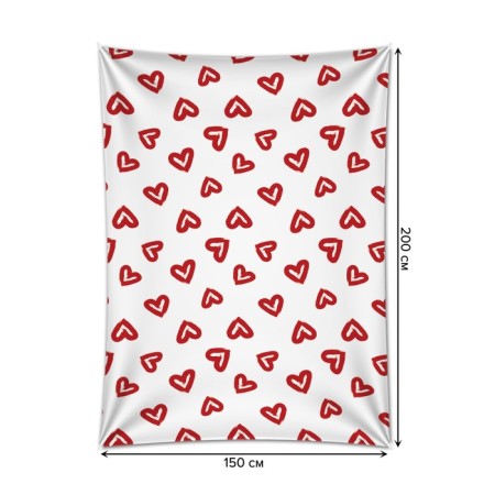 Decorative panel with photo printing "Drawn Hearts", vertical, size 150x200 cm-1