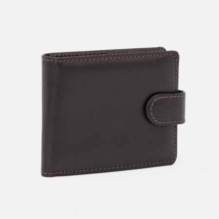 Male purse on the button, brown color