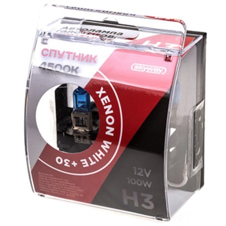 Car lamp H3, 12V 100W, satellite, Xenon White+30 4500k Skyway, 2 pcs, S09101030-1