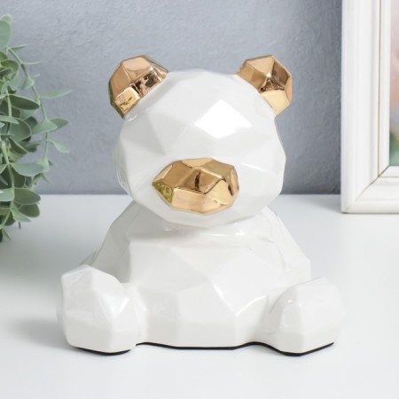 Souvenir Ceramics "White Bear, gold ears and nose" 17.5x15.5x16.5 cm