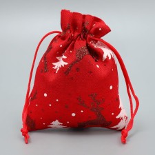 Bag gift canvas “New Year's time”, deer, 10 x 12 cm +/- 1.5 cm, New Year