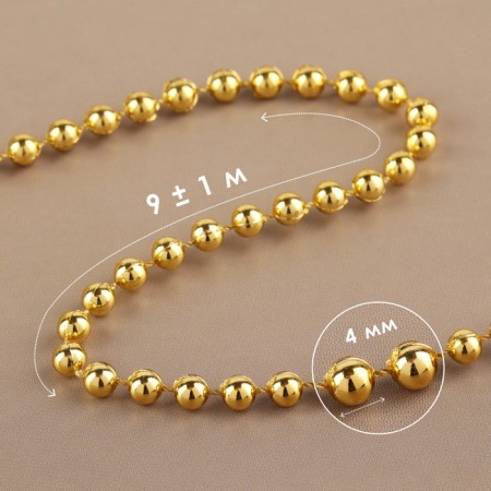 Beads on threads, round, 4 mm, 9 ± 1 m, gold color