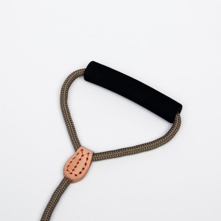 A leash of 8 mm with a pack for 2 dogs, polyester and genuine leather, 73 + 2x57 cm, beige-3