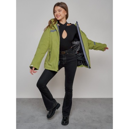Ski jacket female, size 52, khaki color-9