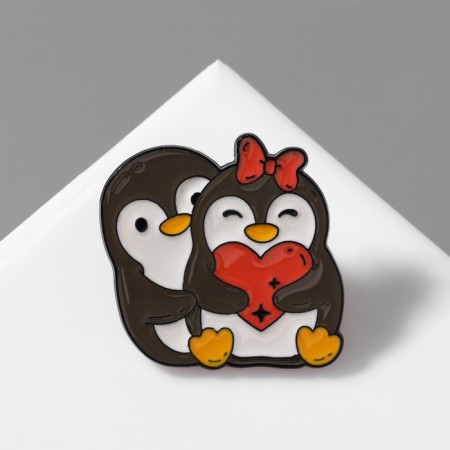 Penguin icon a couple, colored in ferrous metal-1