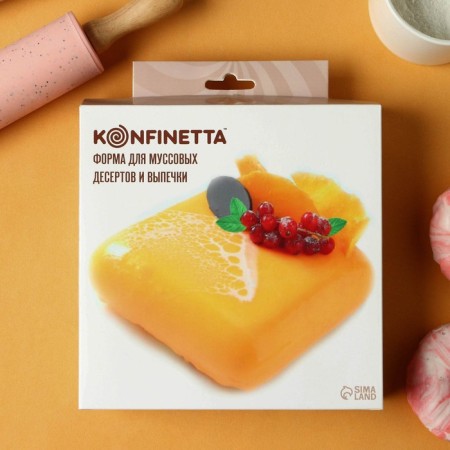 Form for mousse desserts and baking konfinetta "quadro", silicone, 18.5 × 5 cm, white color-8