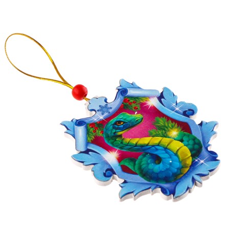 New Year's Wooden Suspension "Snake in Snowflake"-2