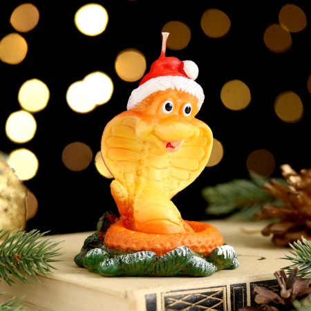 Figure candle "Snake in a hat. Symbol of the year 2025, 5x6.5x7.5 cm-3
