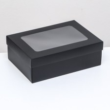 The box is folding, the lid is, with the window, black, 24 x 17 x 8 cm