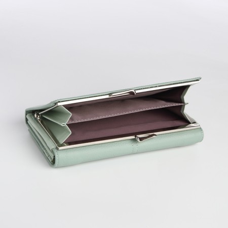 Women's wallet on magnet, green color-3