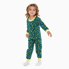 Pajamas for a girl, green color/rainbow and sun, height 92 cm