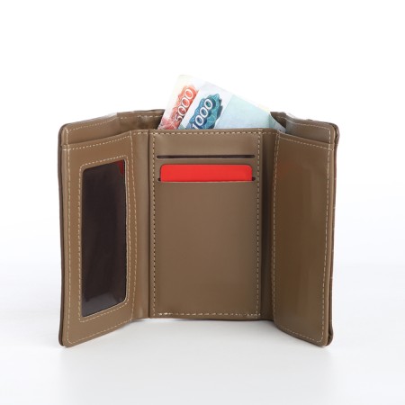Women's wallet on a magnet, brown color-5