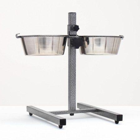 Adjustable stand with 2 bowls of 1.8 liters, height stands 40 cm-2