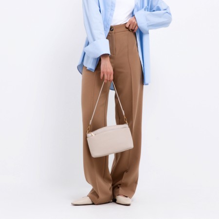 Bag Women's Cross-Bodi with a zipper, beige color-7