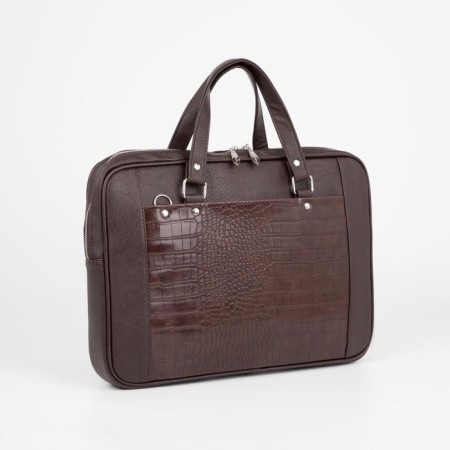 Women's bag El Masta with a zipper, 2 outer pockets, a long belt, a dark brown color-1