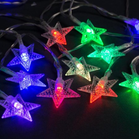 Garland “thread” 3 m with nozzles “stars”, ip20, transparent thread, 20 LED, glow of multi, AAH3