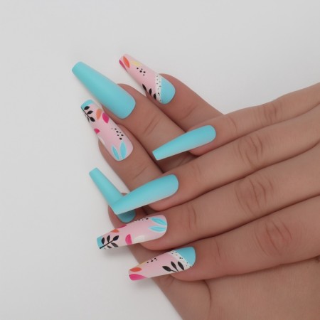 Falms "turquoise", 12 pcs, with adhesive plates, ballerina shape, multi -colored-7