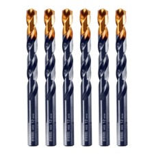 Сверло по металу DENZEL 717224, 12 мм, HSS-Tin, Golden Tip, 6 шт.