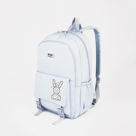 School backpack from textiles, 3 pockets, blue color