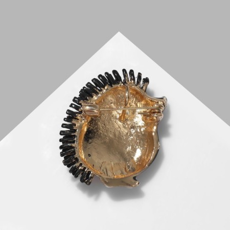 Brooch-Couple "Hedgehog" Dreamer, black color in gold-2