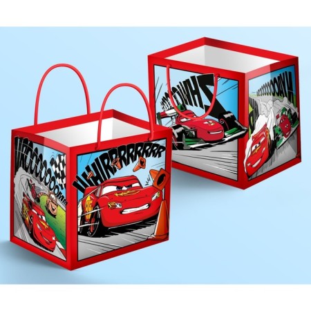 Gift package with a wide bottom, 30x30x30 cm, cars