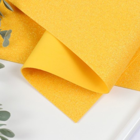 Foamiran glitter 2 mm, 50x50 cm, yellow