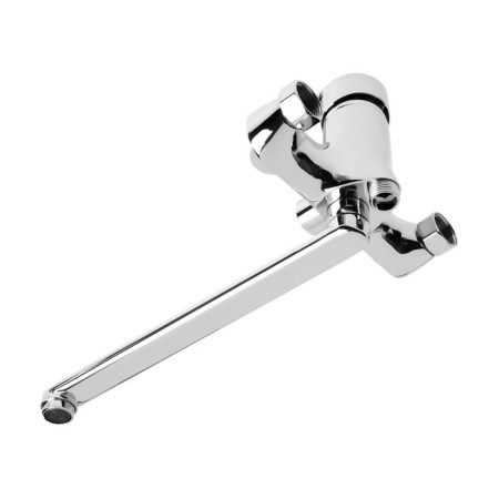 Bath mixer Zein Z2741, pour 30 cm, with a button, cartridge 35 mm, shower set, chrome-8
