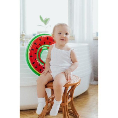 Circle of children's neck, for bathing, “watermelon”, from 1 month, two -chamber, with rattles-3