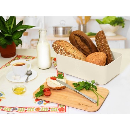 Oursson Skandi Bread, with a cutting board, size 29.6x19.6x11 cm, ivory color-1