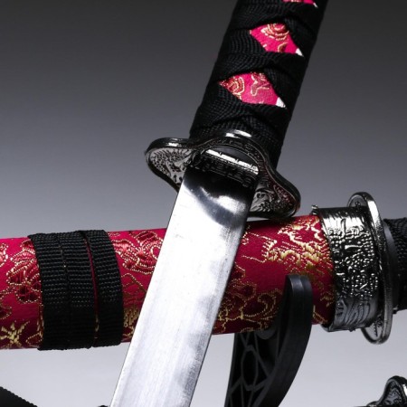 Suv. Product Katana 3V1 on a stand, scabbard fabric, dragons gold on red 47/70/89cm-4