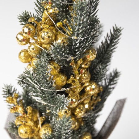 LED figure "Christmas tree with golden decor", 14 × 35 × 7.5 cm, plastic, batteries CR2032x2, glow warm white-2