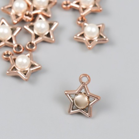 Decor for creativity plastic for metal "Star with pearls" 1.4x1.6 cm-1