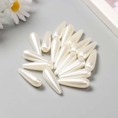Beads for creativity plastic "Pearls elongated drop" set of 20 g 3x1x1 cm-1