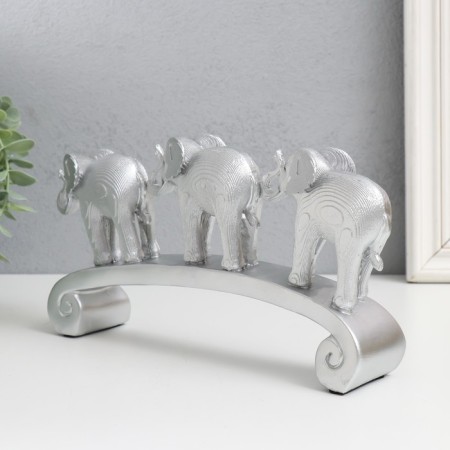 Polystone souvenir "Three silver elephants on the arc, layers" 26x5.5x13 cm-1
