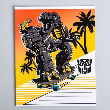 Notebook in a cage 12 sheets, 5 types of mix, cover covering cardboard, transformers-4