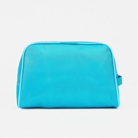 Cosmetic bag with zipper, turquoise color-1