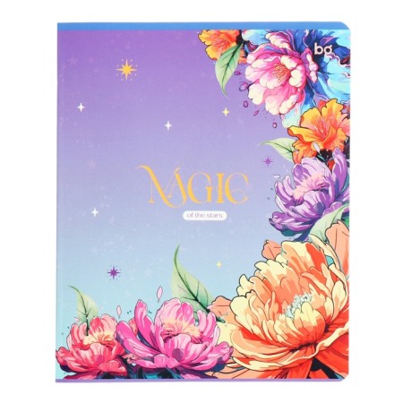 Notebook 48 sheets, in the "stars in the sky" cage, cover coated cardboard, selective UV-lak, mix-4