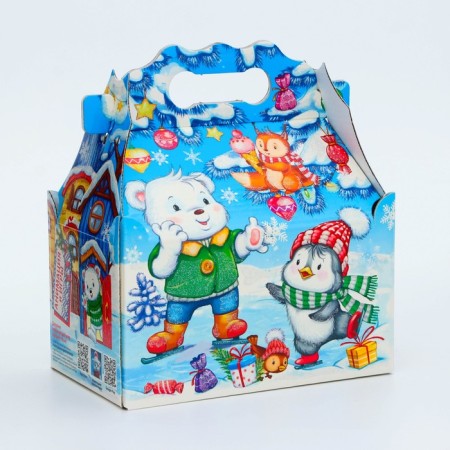 New Year. Gift box New Year's casket is a simple "rink" with animation 20 x 12 x 17 cm.-2