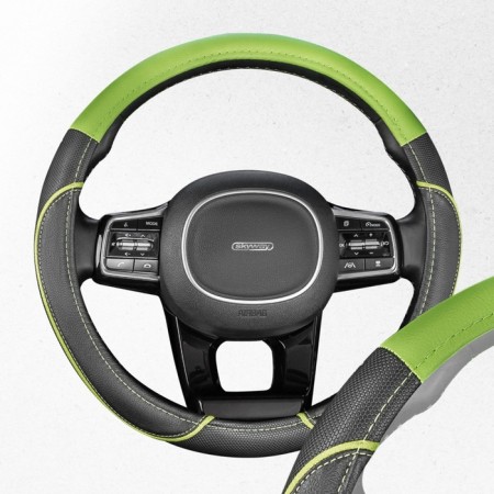 SkyWay braid, eco -leather, size m, black, with a green insert and strip, S01102393