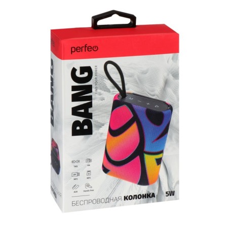 Portable column Perfeo Bang PF_D0043, 5 W, 1200 mAh, Microsd, USB, AUX, FM, graffiti-5