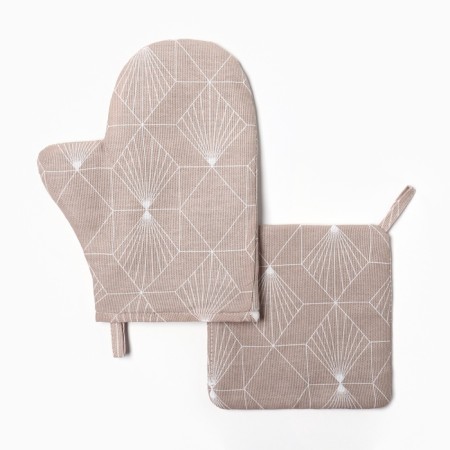 Set of kitchen. Dolyana "Geometry" mittens-output 20x28cm, 19x19cm tack, 100% HL